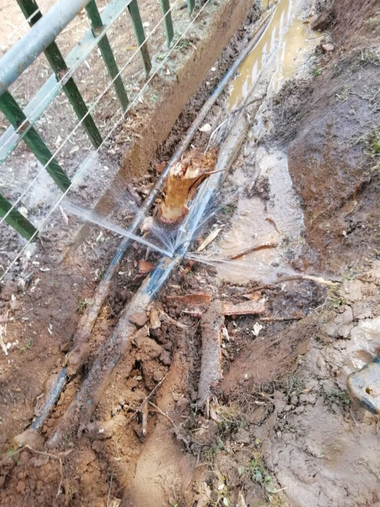 Pipework inspection beside a boundary fence