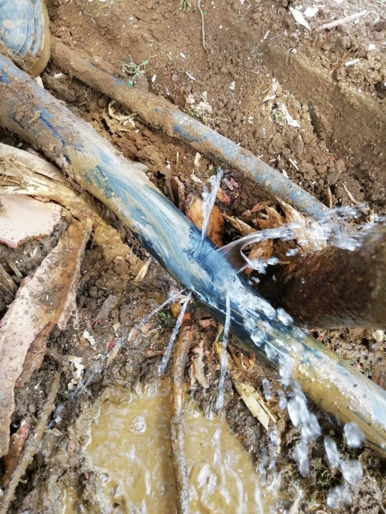 Close-up of an exposed pipe connection
